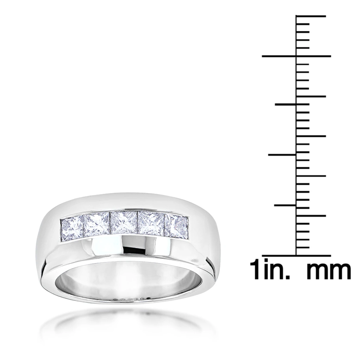 Five Stone 14K White Gold Diamond Men's Wedding Ring 1.5ct 8 Five Stone 14K White Gold Diamond Men's Wedding Ring 1.5ct - Image 6