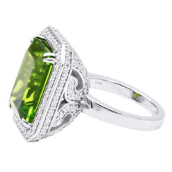14K White Gold Diamond Peridot Quartz Cocktail Ring 13ct 13 14K White Gold Diamond Peridot Quartz Cocktail Ring 13ct -Its Hot Jewelry Shop 14k gold diamond peridot quartz cocktail ring 13ct back white