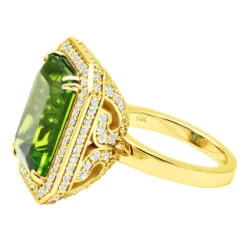 14K White Gold Diamond Peridot Quartz Cocktail Ring 13ct 14 14K White Gold Diamond Peridot Quartz Cocktail Ring 13ct -Its Hot Jewelry Shop 14k gold diamond peridot quartz cocktail ring 13ct back yellow