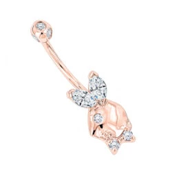 14K White Gold Genuine Diamond Playboy Bunny Belly Button Ring 1.06ct -Its Hot Jewelry Shop 14k gold diamond playboy belly button ring 106ct p 5872 ro