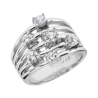 14K White Gold Diamond Right Hand Ring 0.95ct 3 14K White Gold Diamond Right Hand Ring 0.95ct