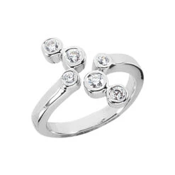 14K White Gold Diamond Right Hand Women's Ring 0.4ct
