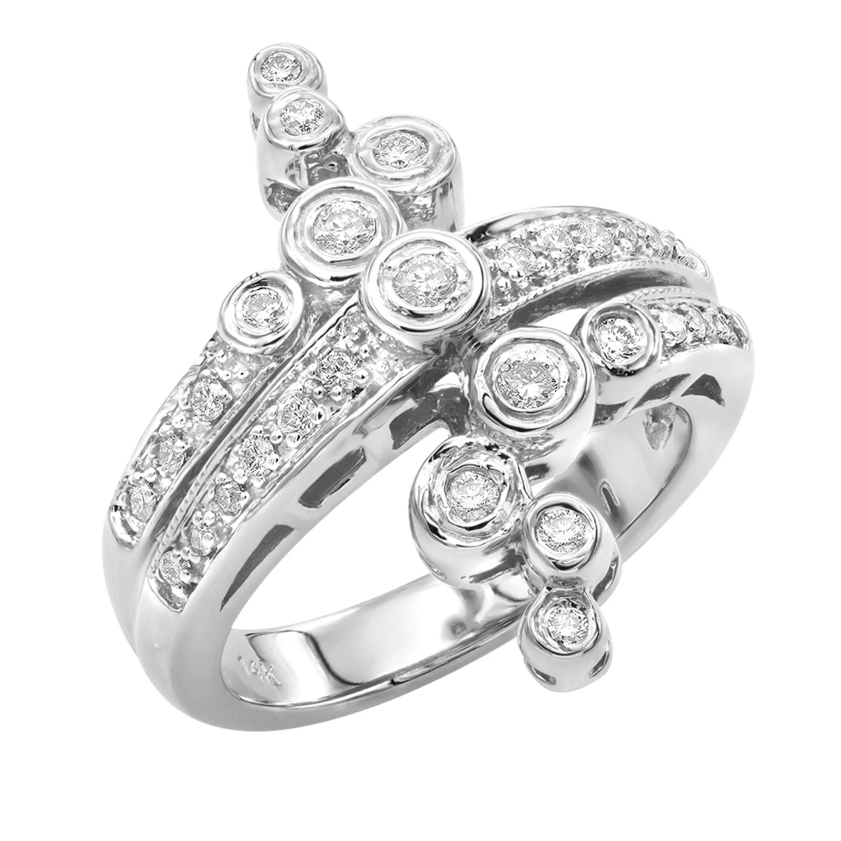 14K Yellow Gold Diamond Right Hand Women's Ring 0.36ct 24.3mm 4 14K Yellow Gold Diamond Right Hand Women's Ring 0.36ct 24.3mm - Image 2