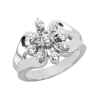 14K White Gold Diamond Right Hand Women's Ring 0.67ct 3 14K White Gold Diamond Right Hand Women's Ring 0.67ct