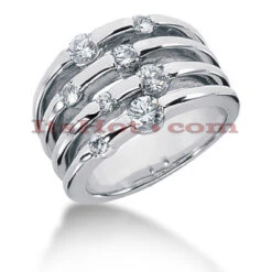 14K White Gold Diamond Right Hand Women's Ring 0.95ct