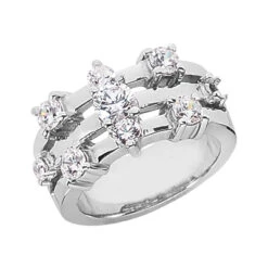 14K White Gold Diamond Right Hand Women's Ring 1.65ct