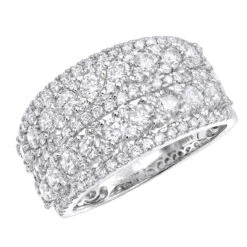 14K White Gold Diamond Ring For Women 2 Carat Unique Diamond Wedding Band