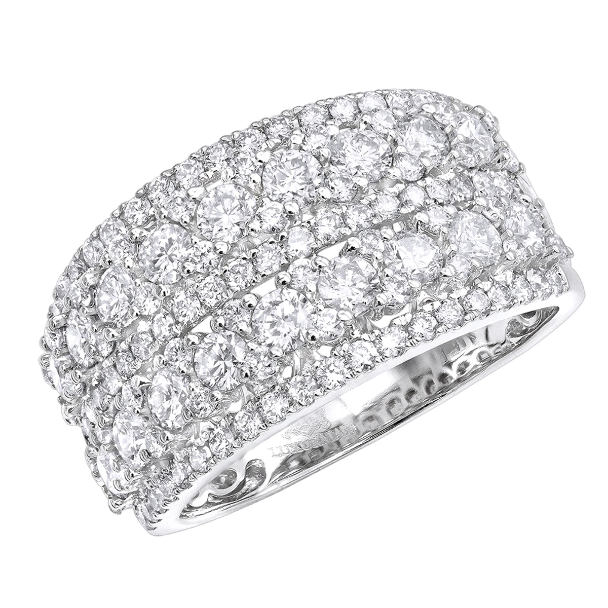 14K White Gold Diamond Ring For Women 2 Carat Unique Diamond Wedding Band 3 14K White Gold Diamond Ring For Women 2 Carat Unique Diamond Wedding Band