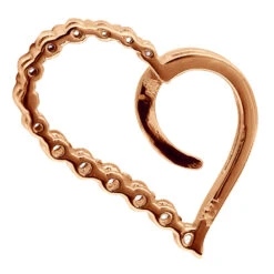 14K White Gold Diamond Small Open Heart Pendant For Women By Luxurman 0.2ct -Its Hot Jewelry Shop 14k gold diamond small open heart pendant for women by luxurman 02ct back rose