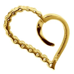 14K White Gold Diamond Small Open Heart Pendant For Women By Luxurman 0.2ct -Its Hot Jewelry Shop 14k gold diamond small open heart pendant for women by luxurman 02ct back yellow