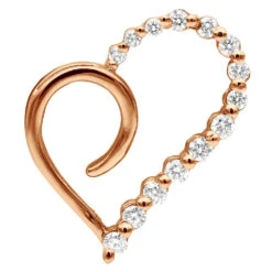 14K White Gold Diamond Small Open Heart Pendant For Women By Luxurman 0.2ct -Its Hot Jewelry Shop 14k gold diamond small open heart pendant for women by luxurman 02ct rose 20220601