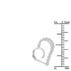 14K White Gold Diamond Small Open Heart Pendant For Women By Luxurman 0.2ct -Its Hot Jewelry Shop 14k gold diamond small open heart pendant for women by luxurman 02ct ruler white