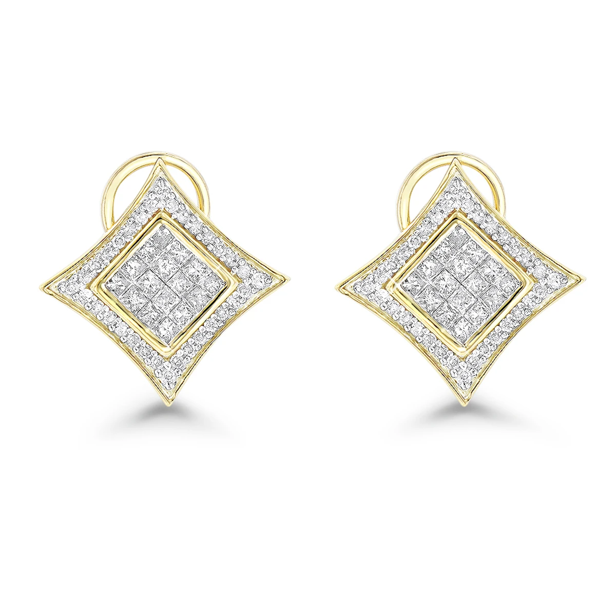 14K Yellow Gold Diamond Stud Earrings 1ct 3 14K Yellow Gold Diamond Stud Earrings 1ct