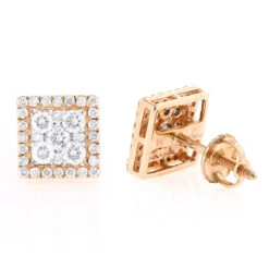 Square 14K White Gold Diamond Stud Earrings 1.1ct -Its Hot Jewelry Shop 14k gold diamond stud earrings 106ct ro