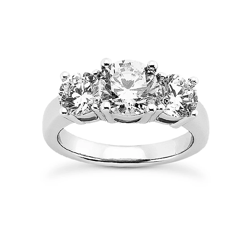 14K White Gold Small Diamonds Three Stone Engagement Ring 0.35ct 3 14K White Gold Small Diamonds Three Stone Engagement Ring 0.35ct