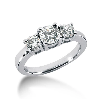 14K White Gold Diamond Three Stone Engagement Ring 0.40ct 3 14K White Gold Diamond Three Stone Engagement Ring 0.40ct