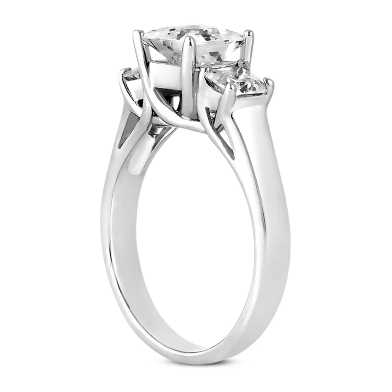 14K White Gold Diamond Three Stone Engagement Ring 0.64ct 6 14K White Gold Diamond Three Stone Engagement Ring 0.64ct - Image 4