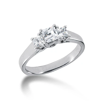 14K White Gold Diamond Three Stone Engagement Ring 0.64ct 3 14K White Gold Diamond Three Stone Engagement Ring 0.64ct