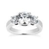 14K White Gold Diamond Three Stone Engagement Ring 1.25ct
