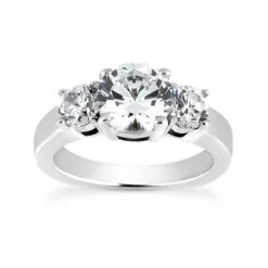 14K White Gold Diamond Three Stone Engagement Ring 1.25ct