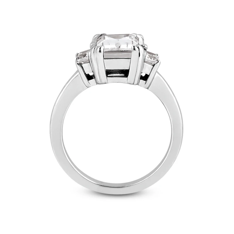 14K White Gold Diamond Three Stones Engagement Ring 0.90ct 1.6mm 10 14K White Gold Diamond Three Stones Engagement Ring 0.90ct 1.6mm - Image 8