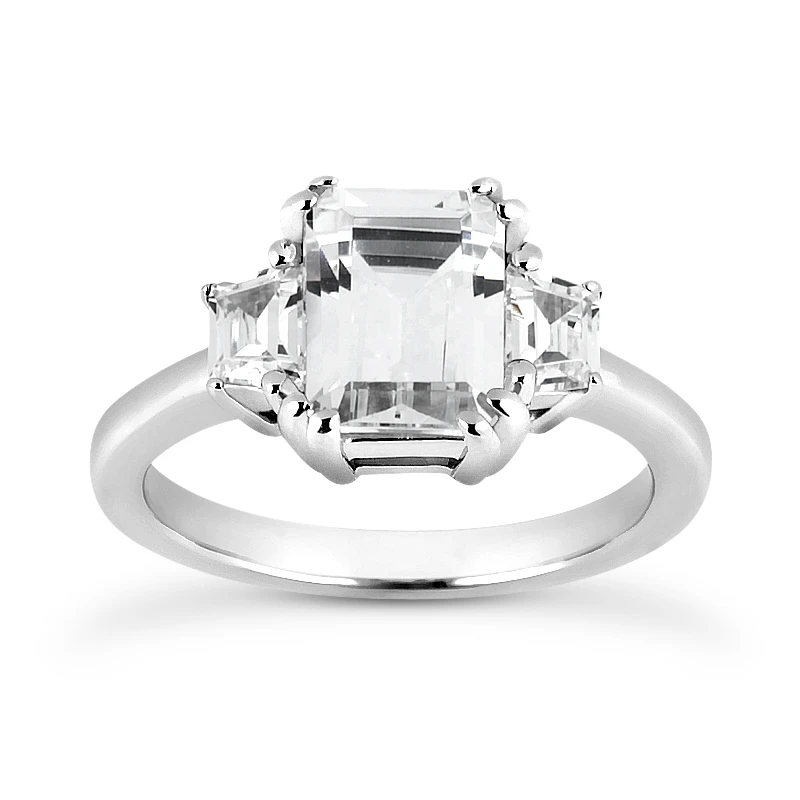 14K White Gold Diamond Three Stones Engagement Ring 0.90ct 1.6mm 3 14K White Gold Diamond Three Stones Engagement Ring 0.90ct 1.6mm