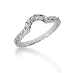 Ultra Thin 14K White Gold Diamond Unique Engagement Band 0.15ct