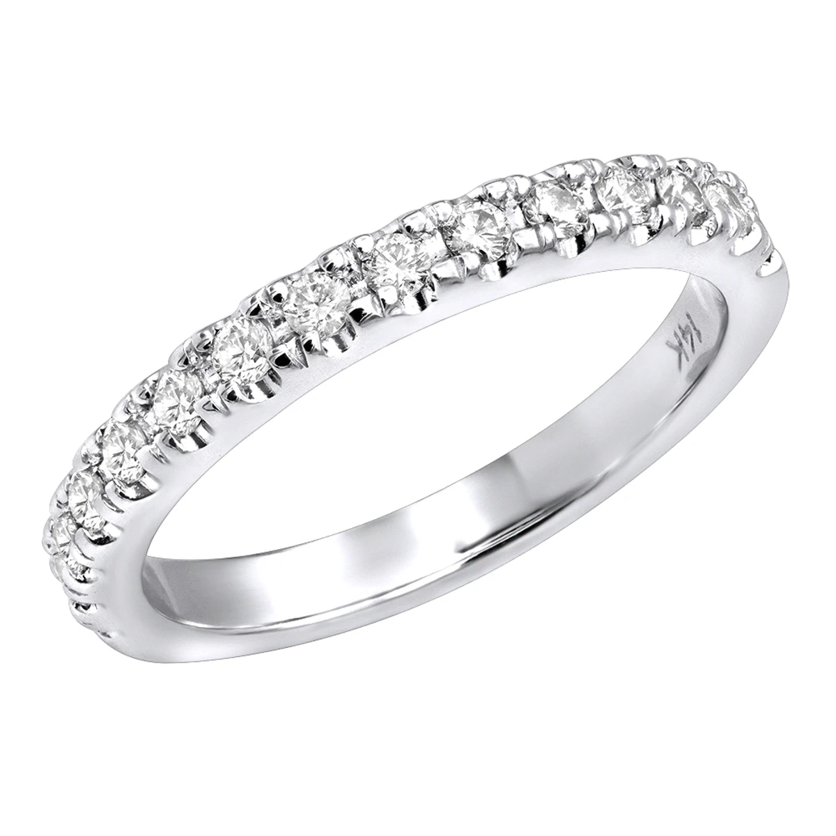 Thin 14K White Gold Diamond Unique Engagement Band 0.27ct 2.60mm 3 Thin 14K White Gold Diamond Unique Engagement Band 0.27ct 2.60mm