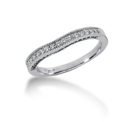 Thin 14K White Gold Diamond Unique Engagement Band 0.34ct