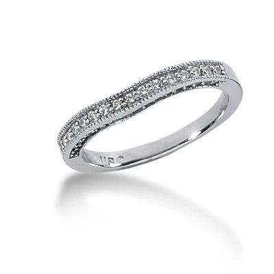 Thin 14K White Gold Diamond Unique Engagement Band 0.34ct 3 Thin 14K White Gold Diamond Unique Engagement Band 0.34ct