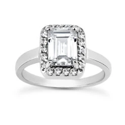 14K White Gold Diamond Unique Engagement Ring 0.64ct