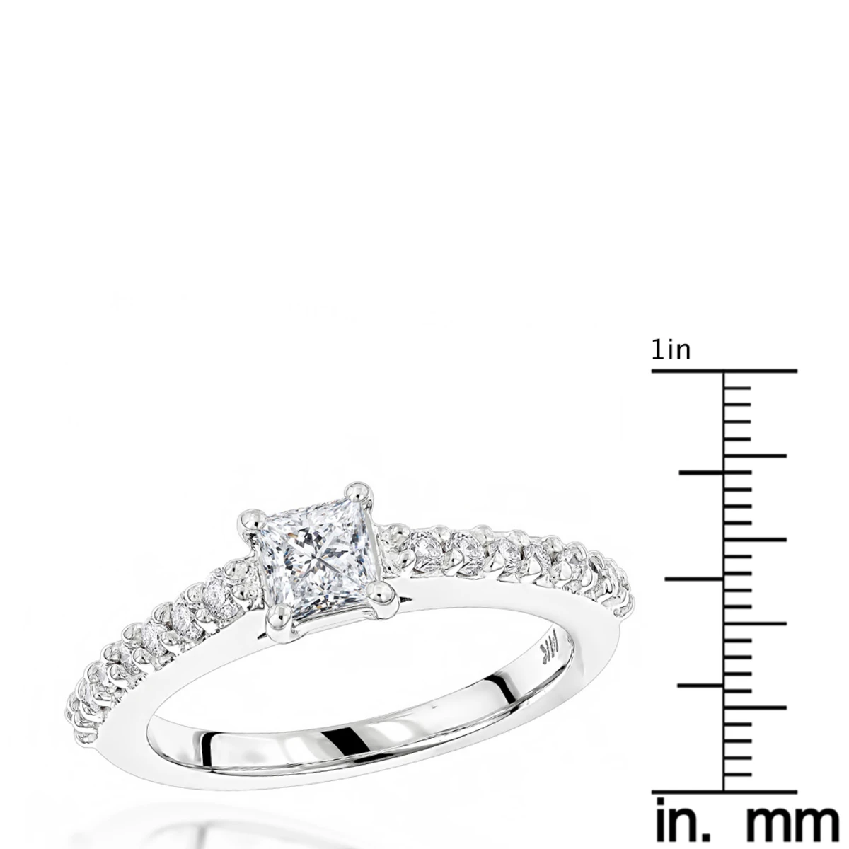 14K White Gold Diamond Unique Engagement Ring 0.70ct 2mm 7 14K White Gold Diamond Unique Engagement Ring 0.70ct 2mm - Image 5