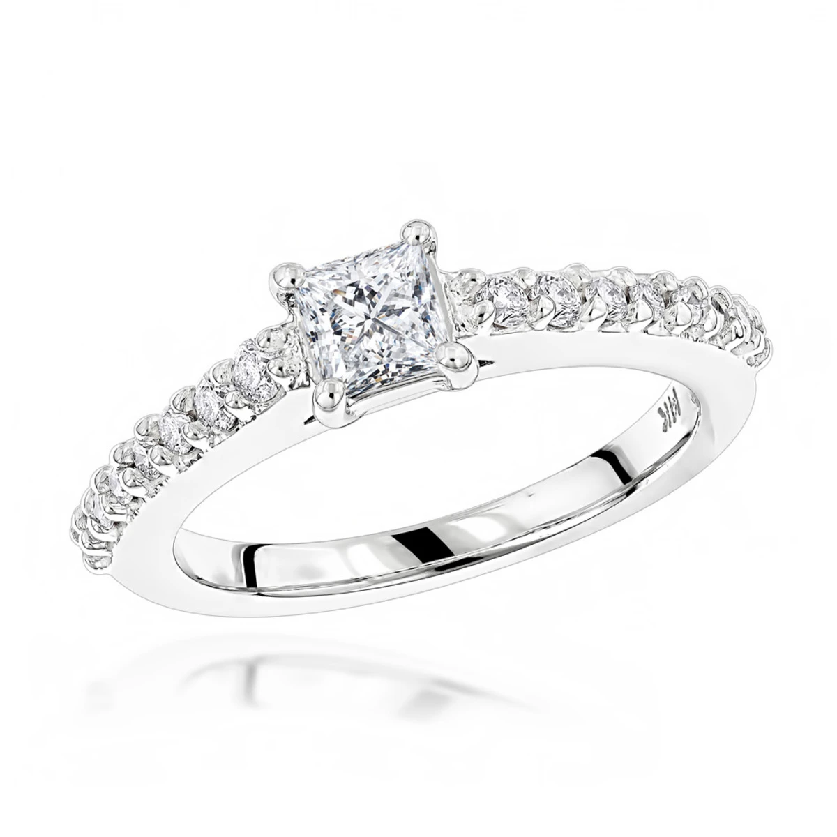 14K White Gold Diamond Unique Engagement Ring 0.70ct 2mm 3 14K White Gold Diamond Unique Engagement Ring 0.70ct 2mm