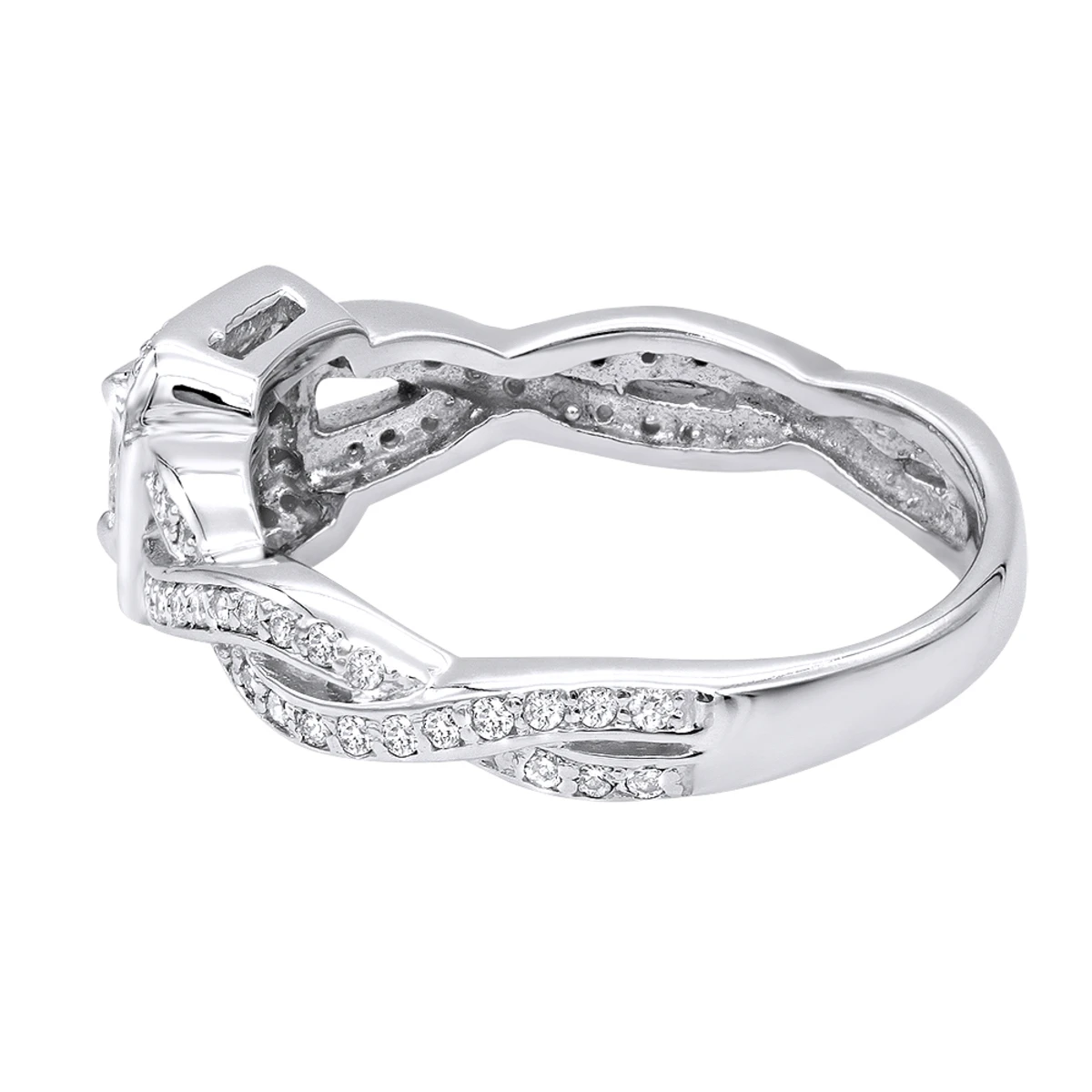 14K White Gold Diamond Unique Engagement Ring 0.75ct 4.3mm 6 14K White Gold Diamond Unique Engagement Ring 0.75ct 4.3mm - Image 4