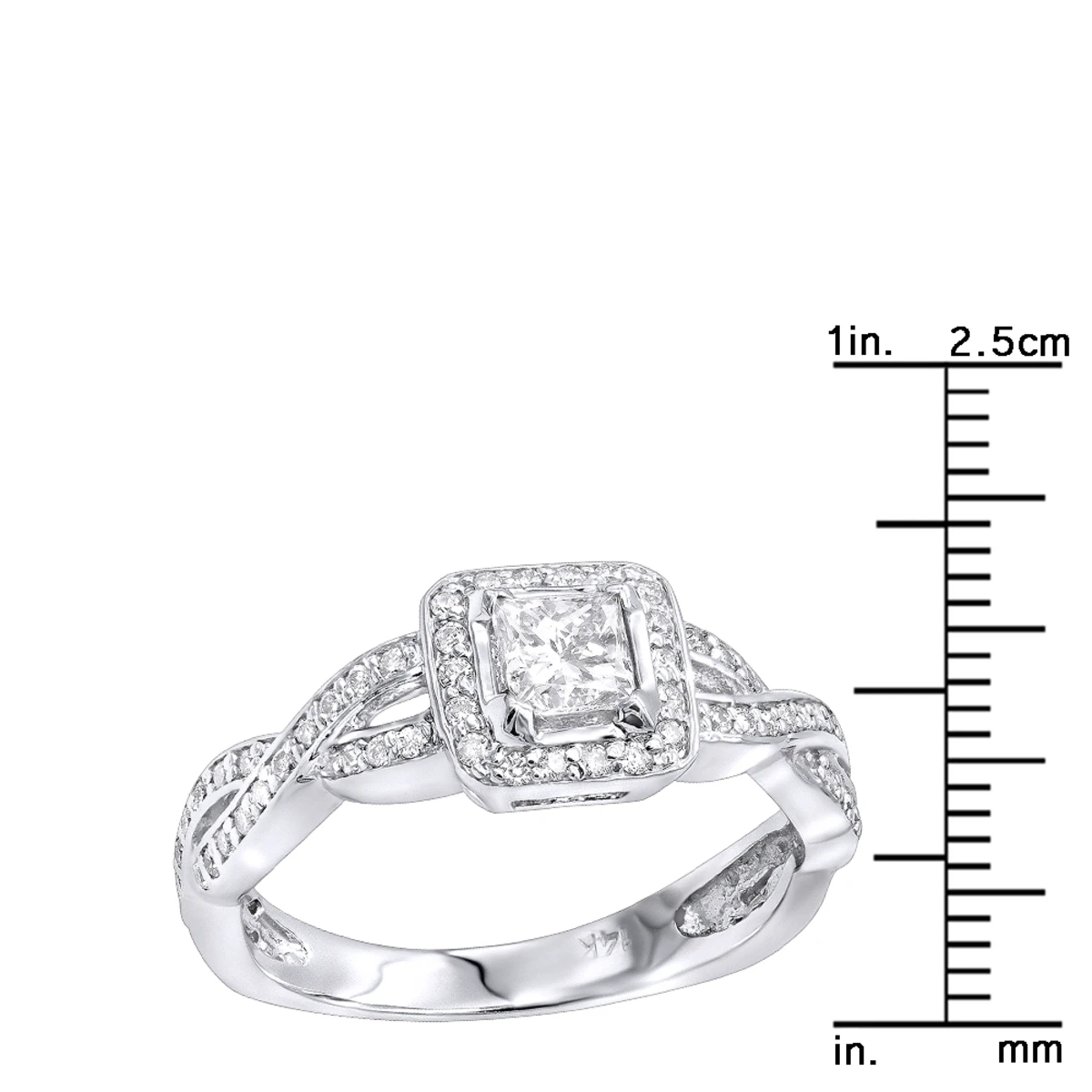 14K White Gold Diamond Unique Engagement Ring 0.75ct 4.3mm 7 14K White Gold Diamond Unique Engagement Ring 0.75ct 4.3mm - Image 5