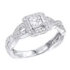 14K White Gold Diamond Unique Engagement Ring 0.75ct 4.3mm