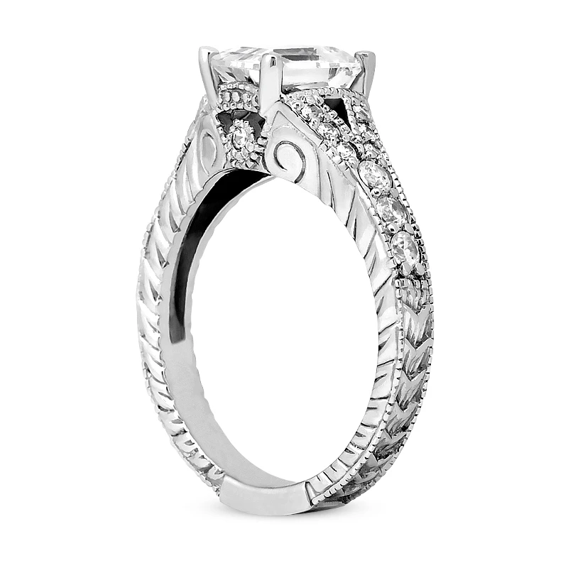 14K White Gold Diamond Unique Engagement Ring 0.77ct 2.82mm 6 14K White Gold Diamond Unique Engagement Ring 0.77ct 2.82mm - Image 4
