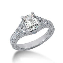 14K White Gold Diamond Unique Engagement Ring 0.77ct 2.82mm