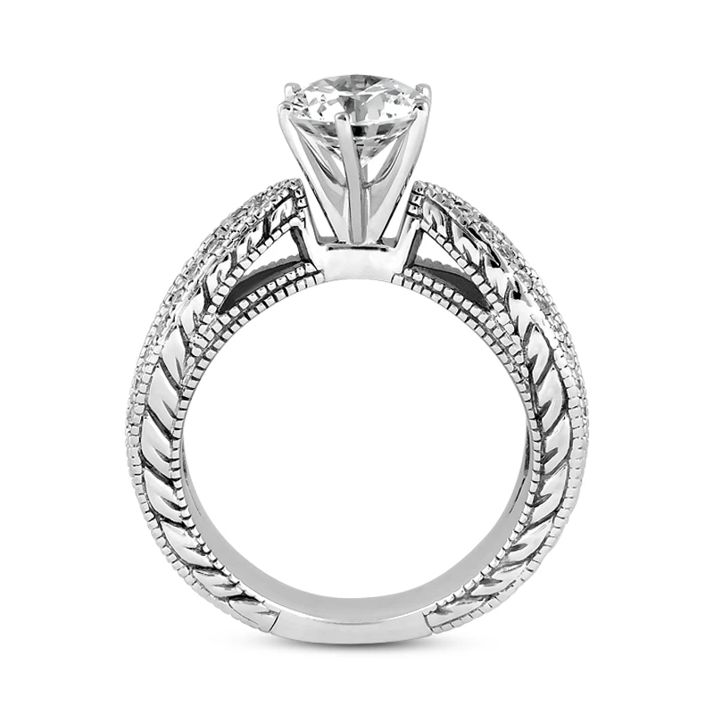 14K White Gold Diamond Unique Engagement Ring 0.84ct 6mm 11 14K White Gold Diamond Unique Engagement Ring 0.84ct 6mm - Image 9
