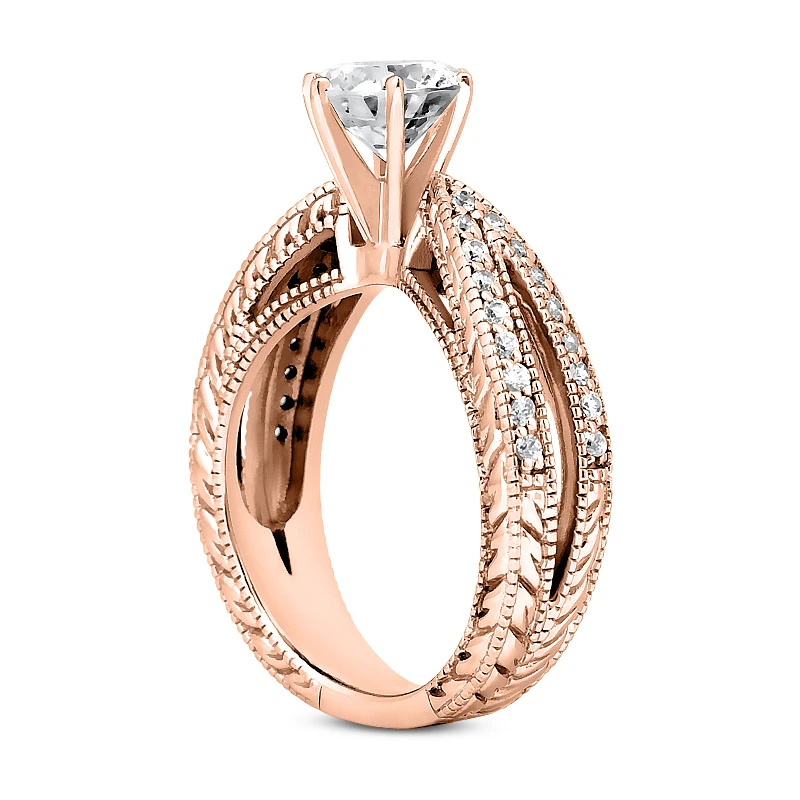 14K White Gold Diamond Unique Engagement Ring 0.84ct 6mm 8 14K White Gold Diamond Unique Engagement Ring 0.84ct 6mm - Image 6