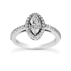 14K White Gold Diamond Unique Engagement Ring 0.90ct
