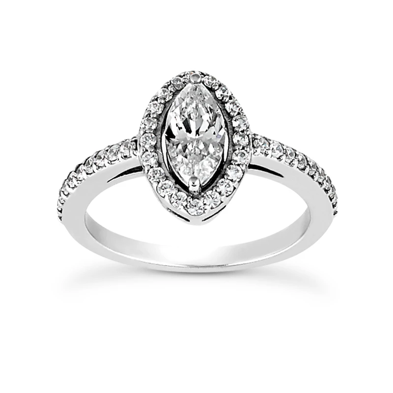 14K White Gold Diamond Unique Engagement Ring 0.90ct 3 14K White Gold Diamond Unique Engagement Ring 0.90ct
