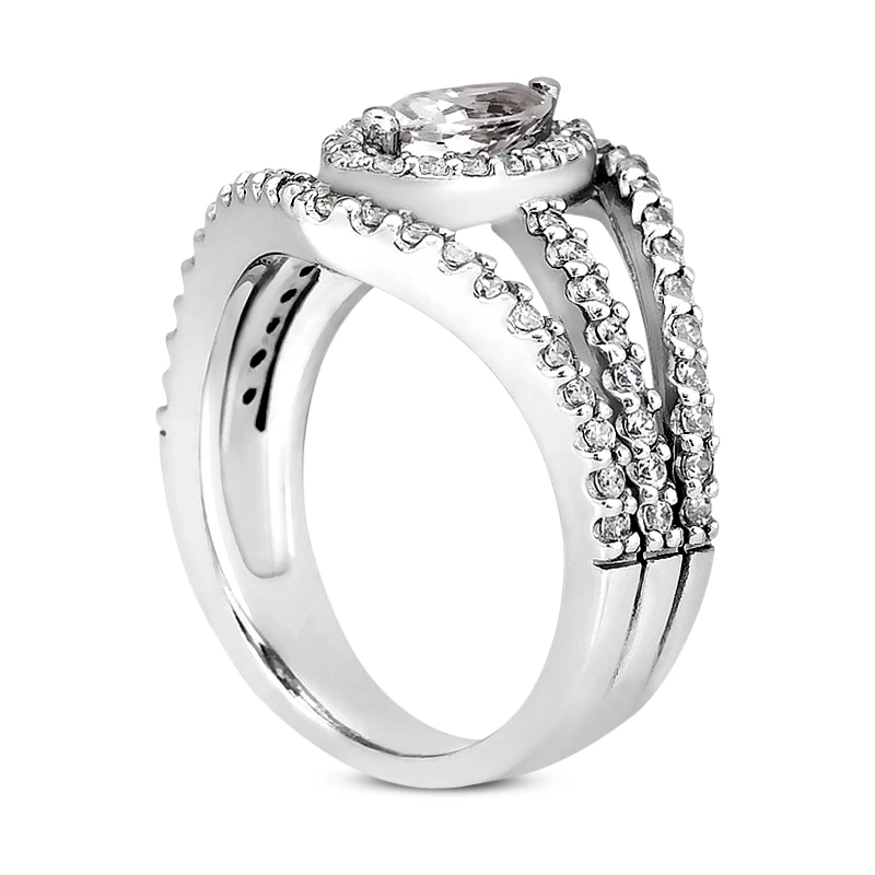 14K White Gold Diamond Unique Engagement Ring 0.92ct 6 14K White Gold Diamond Unique Engagement Ring 0.92ct - Image 4