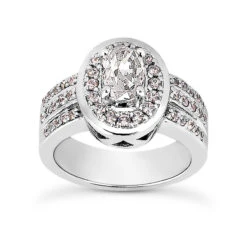 14K White Gold Diamond Unique Engagement Ring 1.04ct 12.40mm