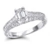 14K White Gold Diamond Unique Engagement Ring 1.08ct 1/4 In(6mm)
