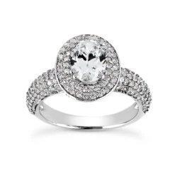 14K White Gold Diamond Unique Engagement Ring 1.21ct 4.1mm