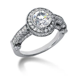 14K White Gold Diamond Unique Engagement Ring 1.23ct