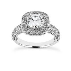 14K White Gold Diamond Unique Engagement Ring 1.34ct 4.3mm