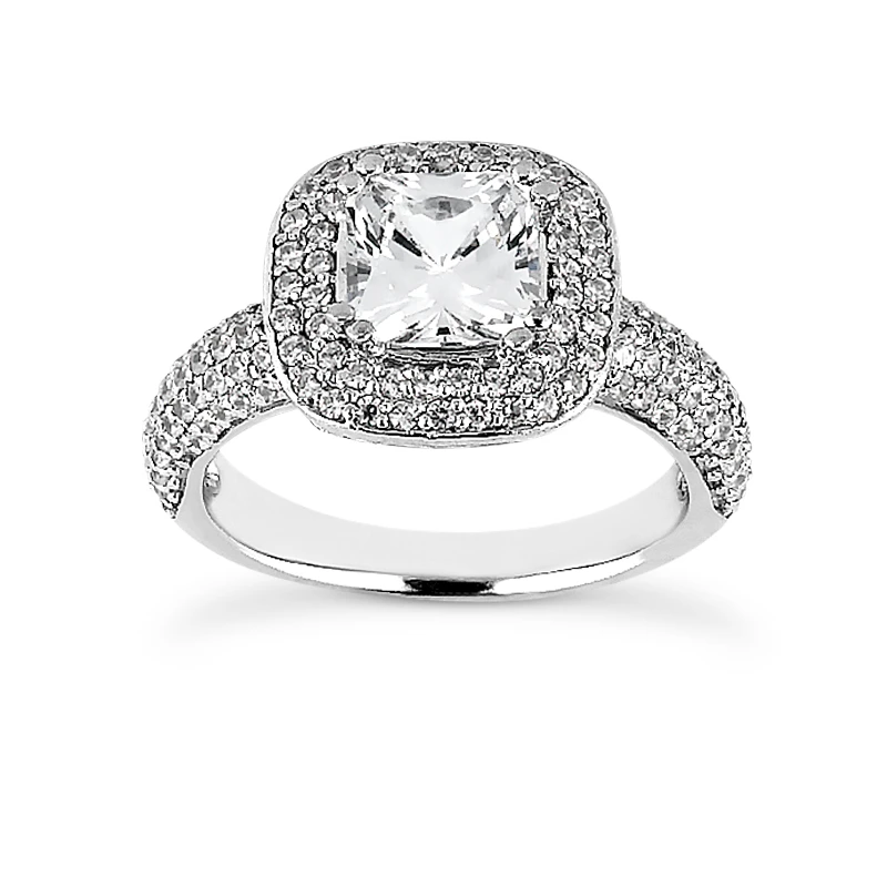 14K White Gold Diamond Unique Engagement Ring 1.34ct 4.3mm 3 14K White Gold Diamond Unique Engagement Ring 1.34ct 4.3mm