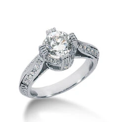 14K White Gold Diamond Unique Engagement Ring 1.34ct 3.77mm